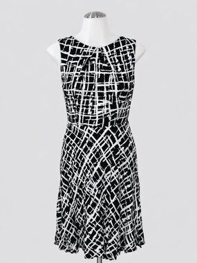 AB Studio Black & White Geometric Dress - Size 6